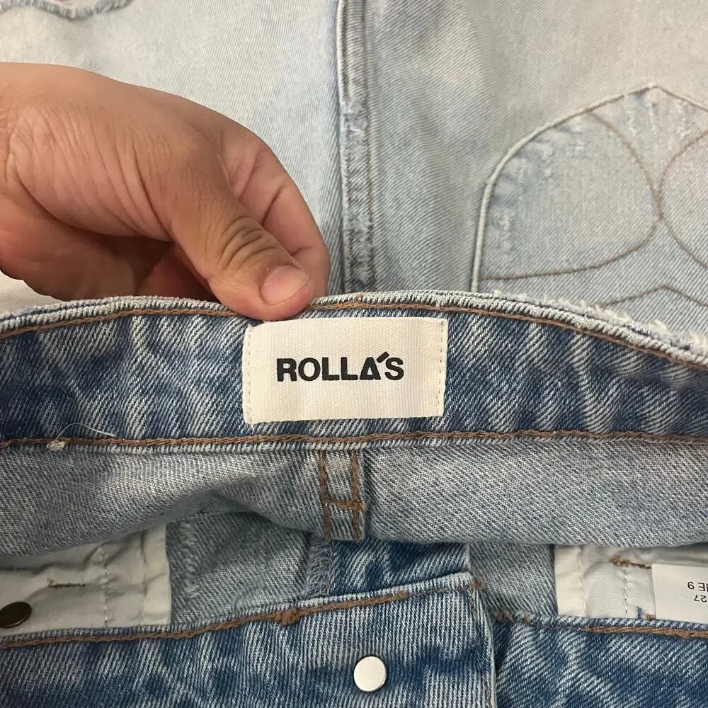 ROLLA'S Dusters High Rise Slim Shorts Layla‎ Bleach Blue Size 27 New